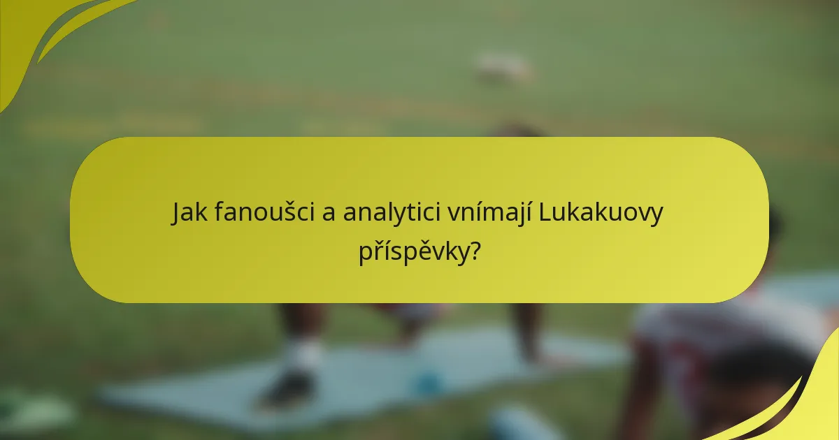 Jak fanoušci a analytici vnímají Lukakuovy příspěvky?